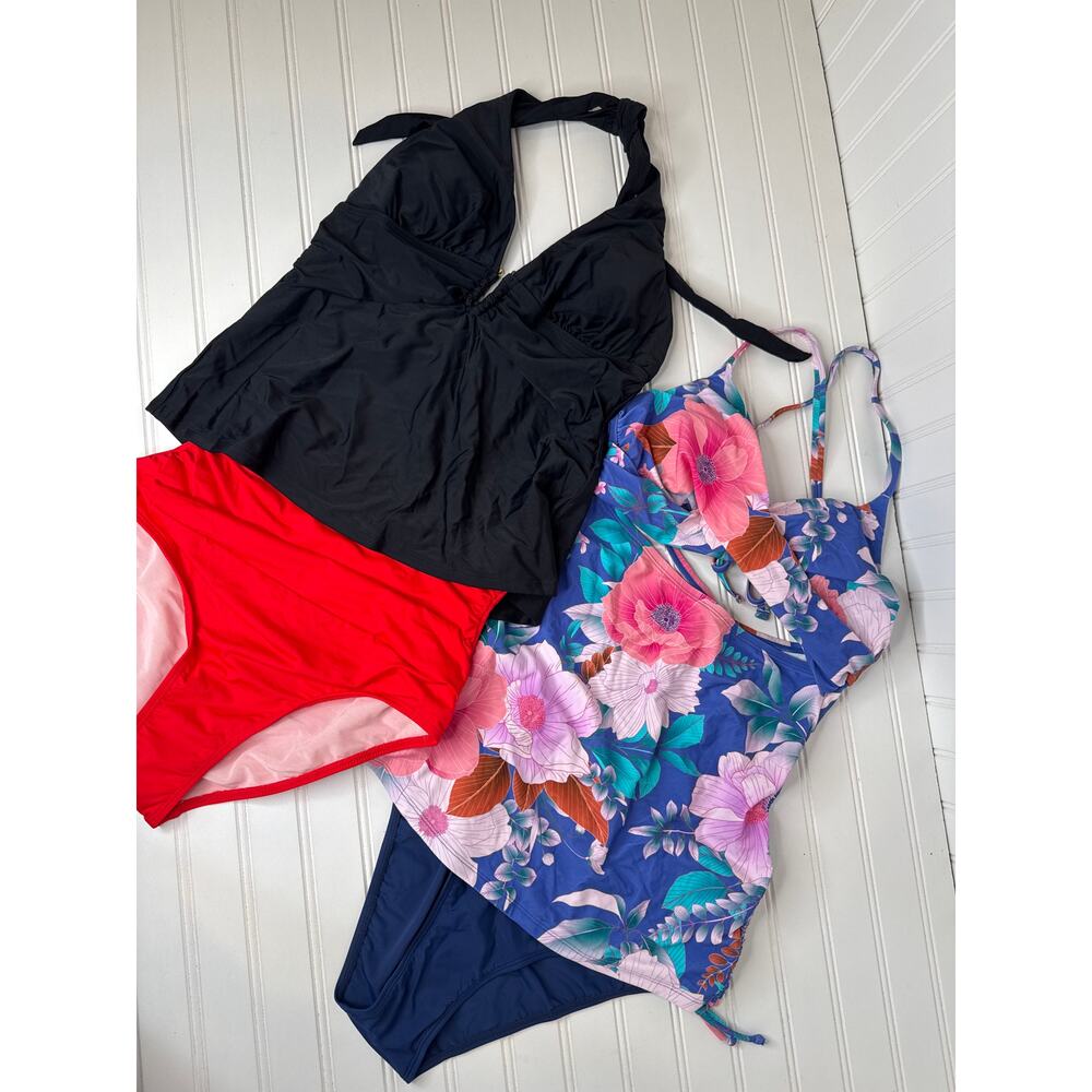 NWT Cupshe Two Peace Swimsuit Bikini Tankini & High Waisted Bottom BUNDLE Size M